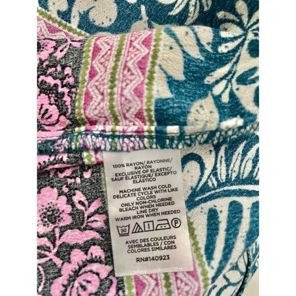 Loft Women's Palm Smocked Halter Top Floral Tropical Colorful Design Size M - Picture 6 of 6